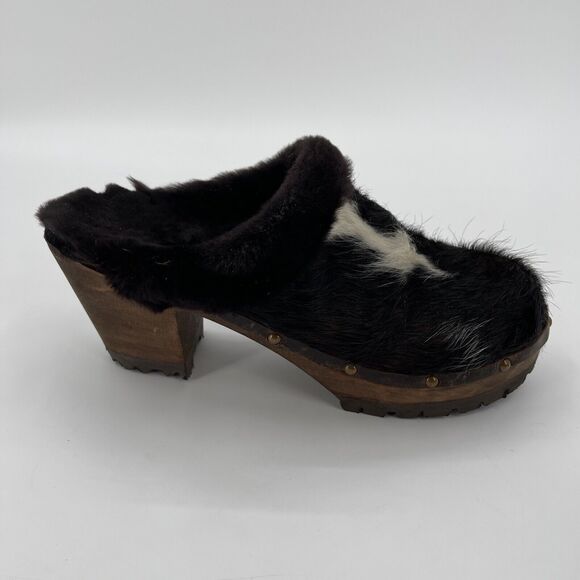 Tessa Swedish Clogs Womens‎ 40 Mountain Sole Cow Shearling Animal Print Colorado - Picture 7 of 12